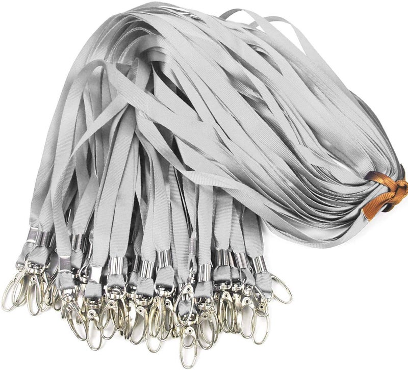 Ollain Gray Lanyards for Name Tag Id Badges Nylon Cruise Lanyard Swivel Hooks Clips 50 Pack - Image 1